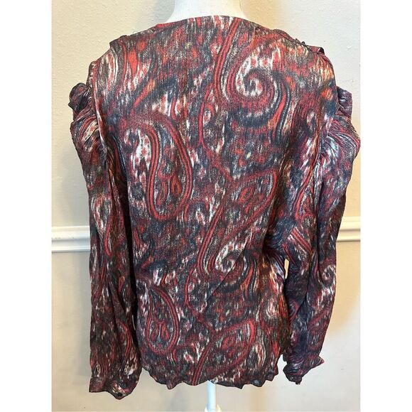 IRO Paris Center-Twist Paisley Silk Blouson Top Size 44 Large - Picture 8 of 11